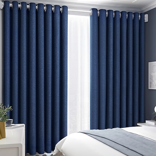 Bedroom Blue Blackout Curtain